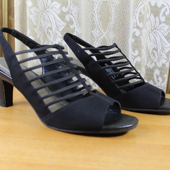 east 5th Women's Neville Heeled  Black Sandals Dress Shoes - Picture 2 of 7